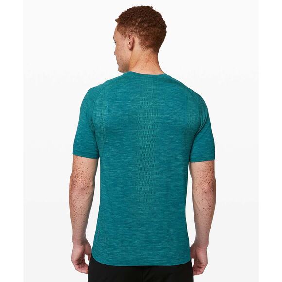 LULULEMON Men's Metal Vent Tech Short Sleeve Size M In Tropix Green/Shark Teal - Picture 6 of 10